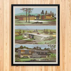 11'' x 14'' Mid Century Modern Homes Print