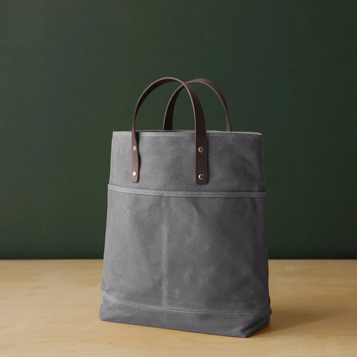 2 Way Tote Waxed Canvas Grey