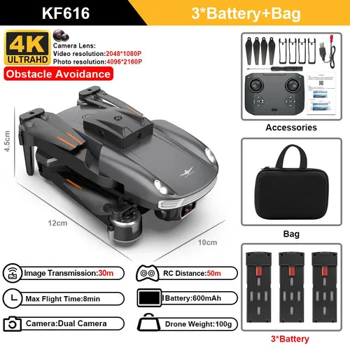 4K HD Mini Drone with Obstacle Avoidance & Foldable Design