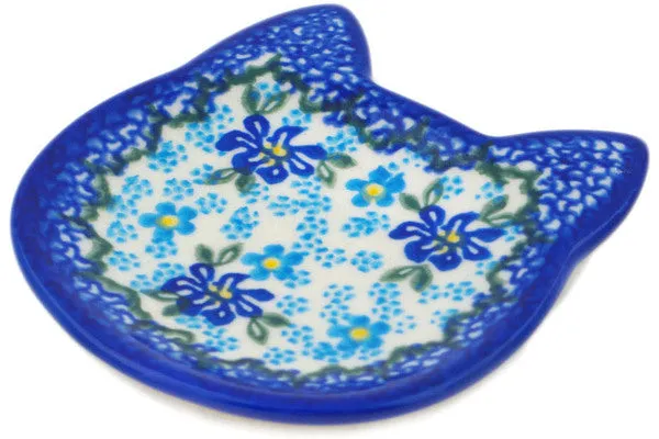 4" Tea Bag or Lemon Plate - Jelly Blue Floweret