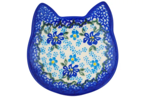 4" Tea Bag or Lemon Plate - Jelly Blue Floweret