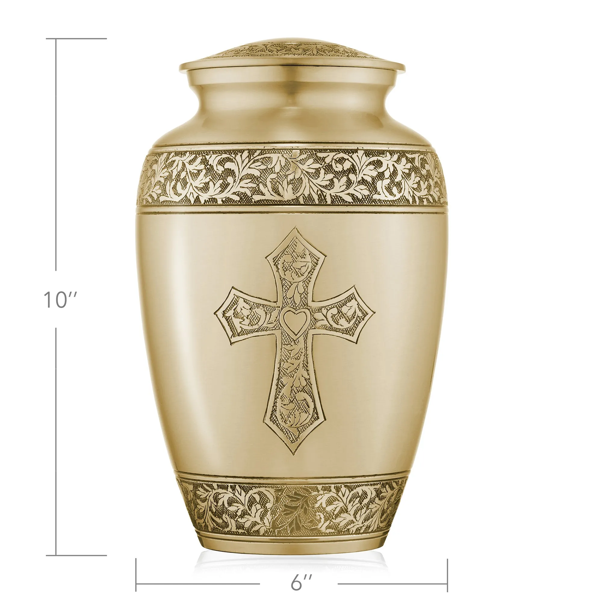Adult Cremation Funeral Urn for Human Ashes, Etched Cross
