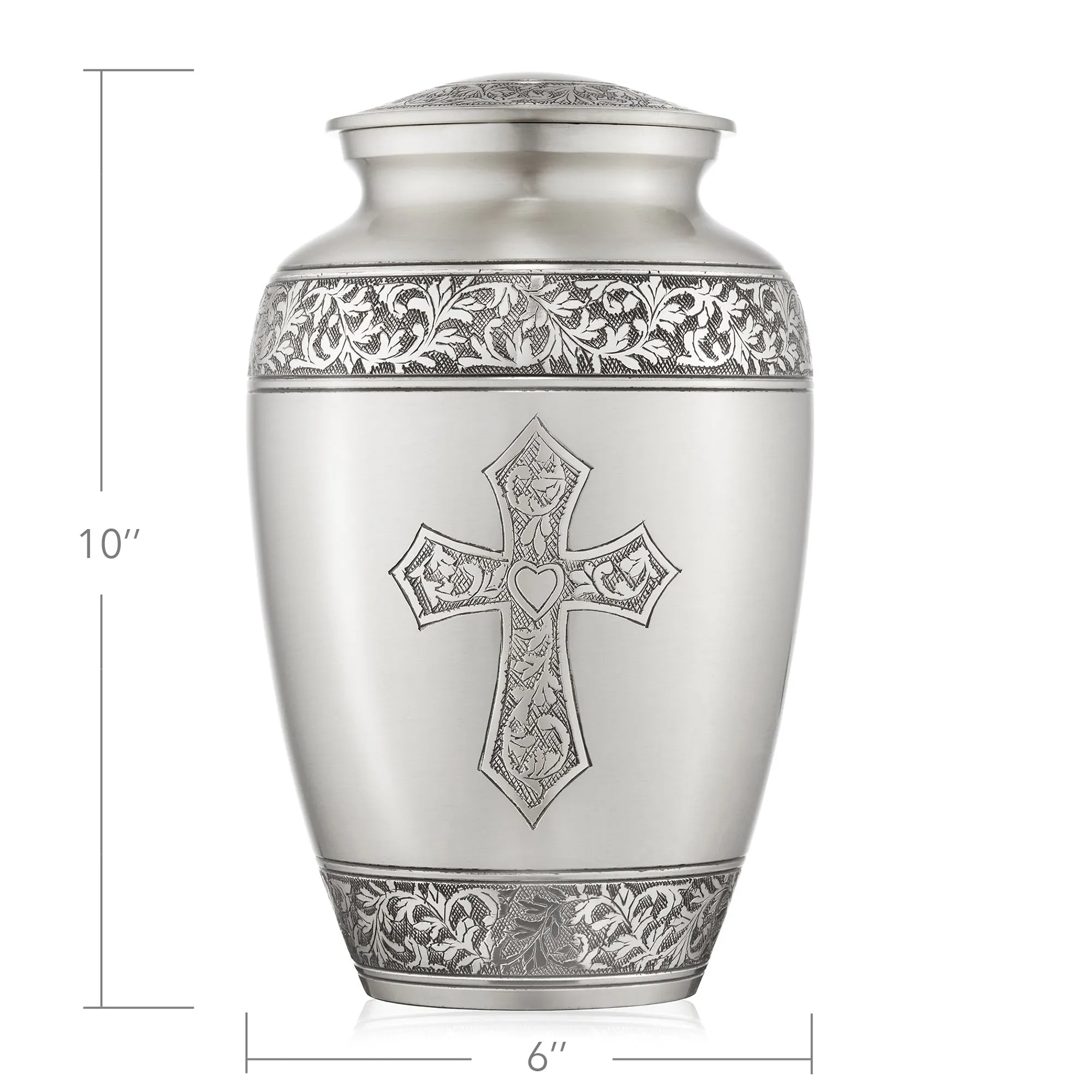 Adult Cremation Funeral Urn for Human Ashes, Etched Cross