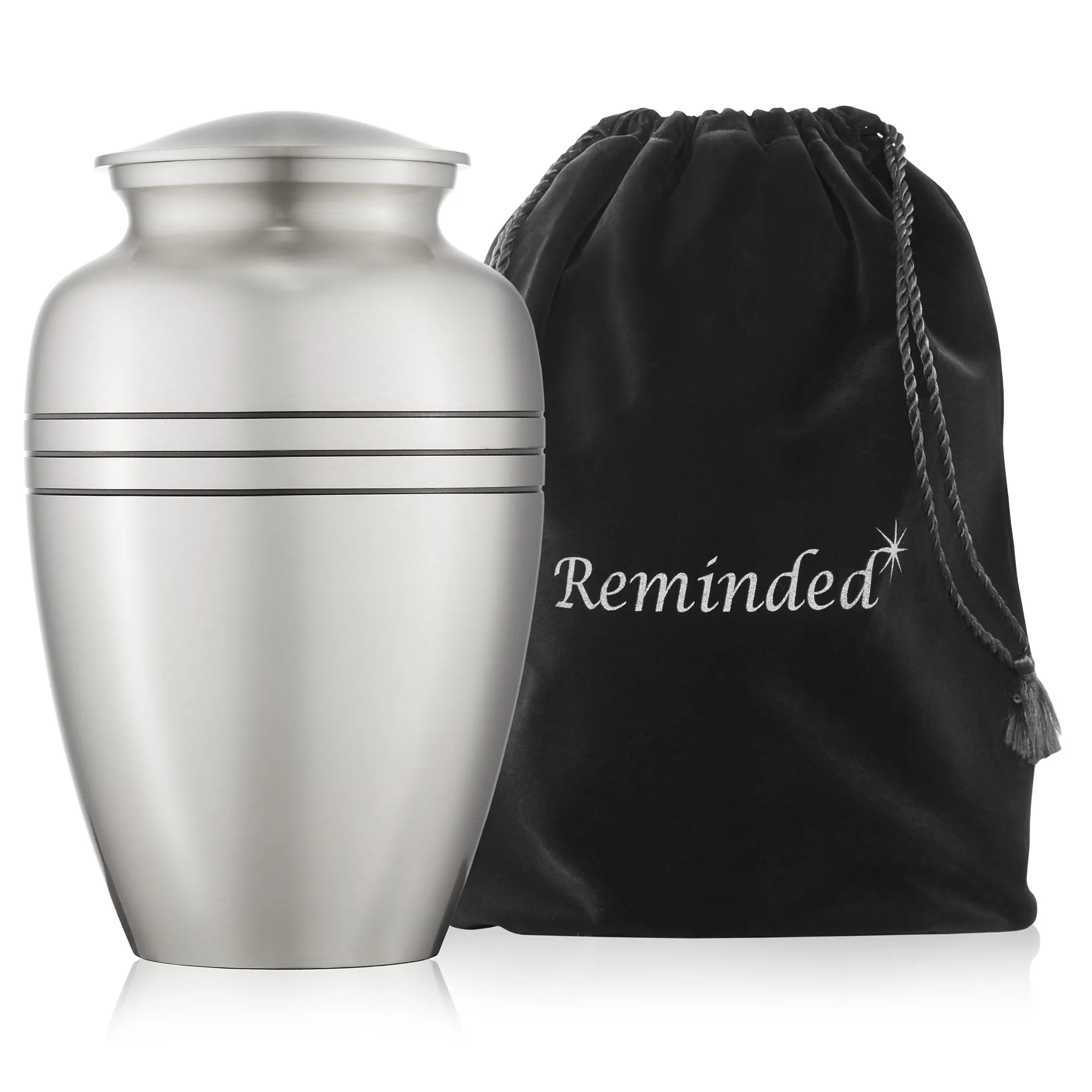 Adult Cremation Memorial Urn for Human Ashes, Black Stripe