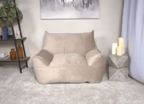 Allea Velveteen Bean Bag Chair with Armrests, Taupe