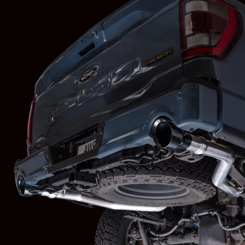 AWE Tuning 2021  Ford F-150 Tremor (w/ Bumper Cutouts) 0FG Resonated Catback - Diamond Black Tips
