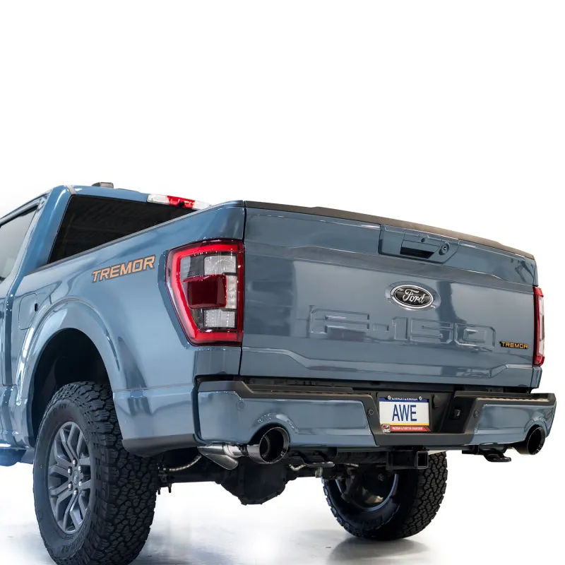 AWE Tuning 2021  Ford F-150 Tremor (w/ Bumper Cutouts) 0FG Resonated Catback - Diamond Black Tips