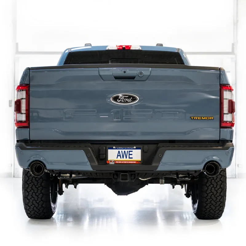 AWE Tuning 2021  Ford F-150 Tremor (w/ Bumper Cutouts) 0FG Resonated Catback - Diamond Black Tips