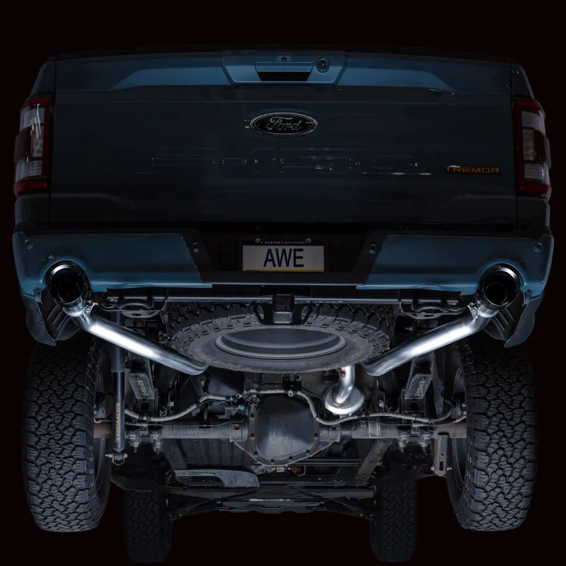 AWE Tuning 2021  Ford F-150 Tremor (w/ Bumper Cutouts) 0FG Resonated Catback - Diamond Black Tips