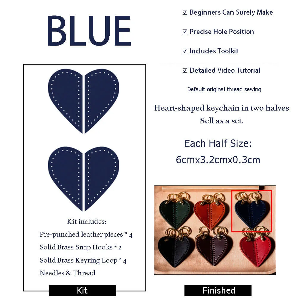 BABYLON™ Heart-shaped Veg Tanned Leather Keychain DIY Kit