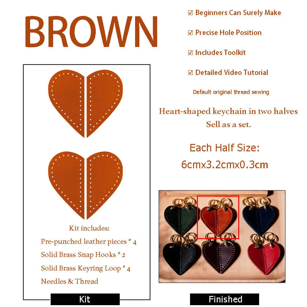 BABYLON™ Heart-shaped Veg Tanned Leather Keychain DIY Kit