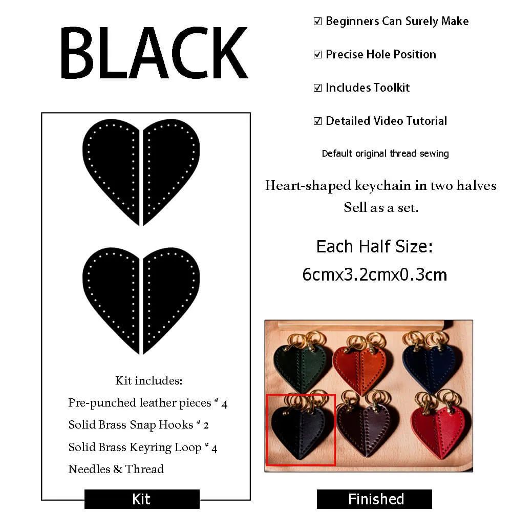 BABYLON™ Heart-shaped Veg Tanned Leather Keychain DIY Kit