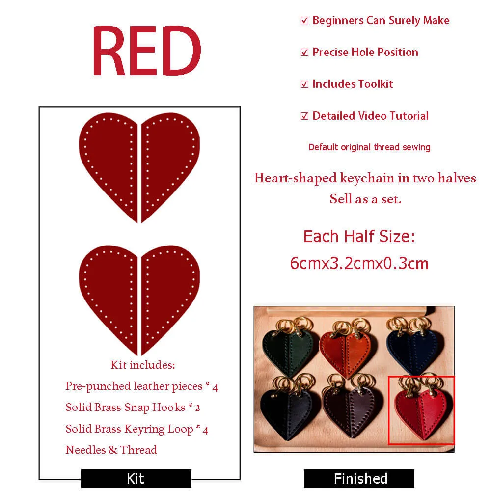BABYLON™ Heart-shaped Veg Tanned Leather Keychain DIY Kit