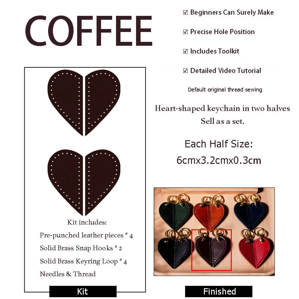 BABYLON™ Heart-shaped Veg Tanned Leather Keychain DIY Kit