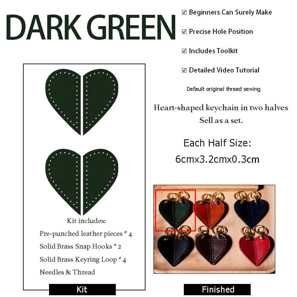 BABYLON™ Heart-shaped Veg Tanned Leather Keychain DIY Kit