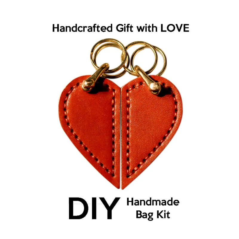 BABYLON™ Heart-shaped Veg Tanned Leather Keychain DIY Kit