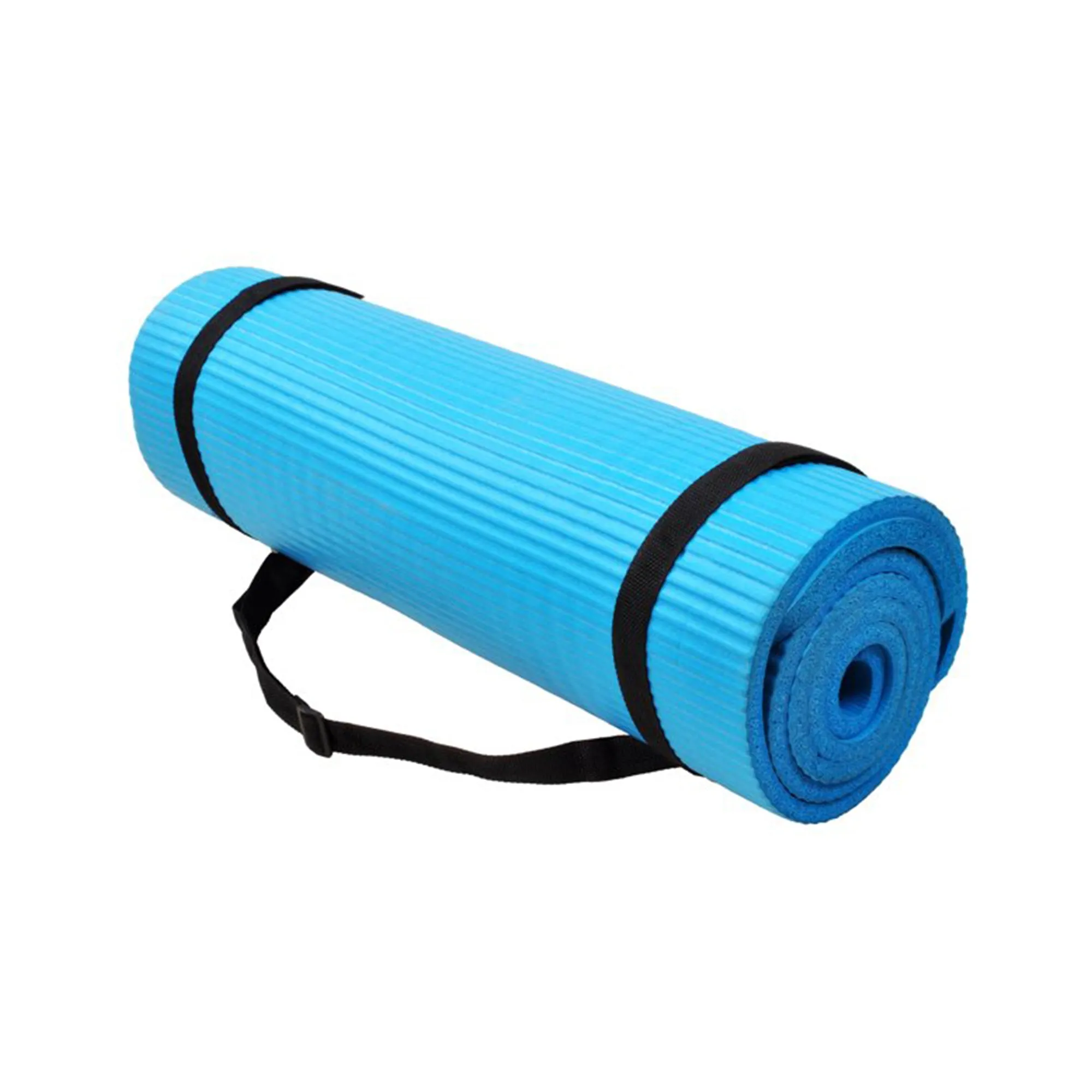 BalanceFrom Fitness GoYoga  71x24in Exercise Yoga Mat w/Knee Pad & Strap, Blue