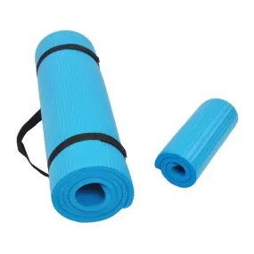 BalanceFrom Fitness GoYoga  71x24in Exercise Yoga Mat w/Knee Pad & Strap, Blue
