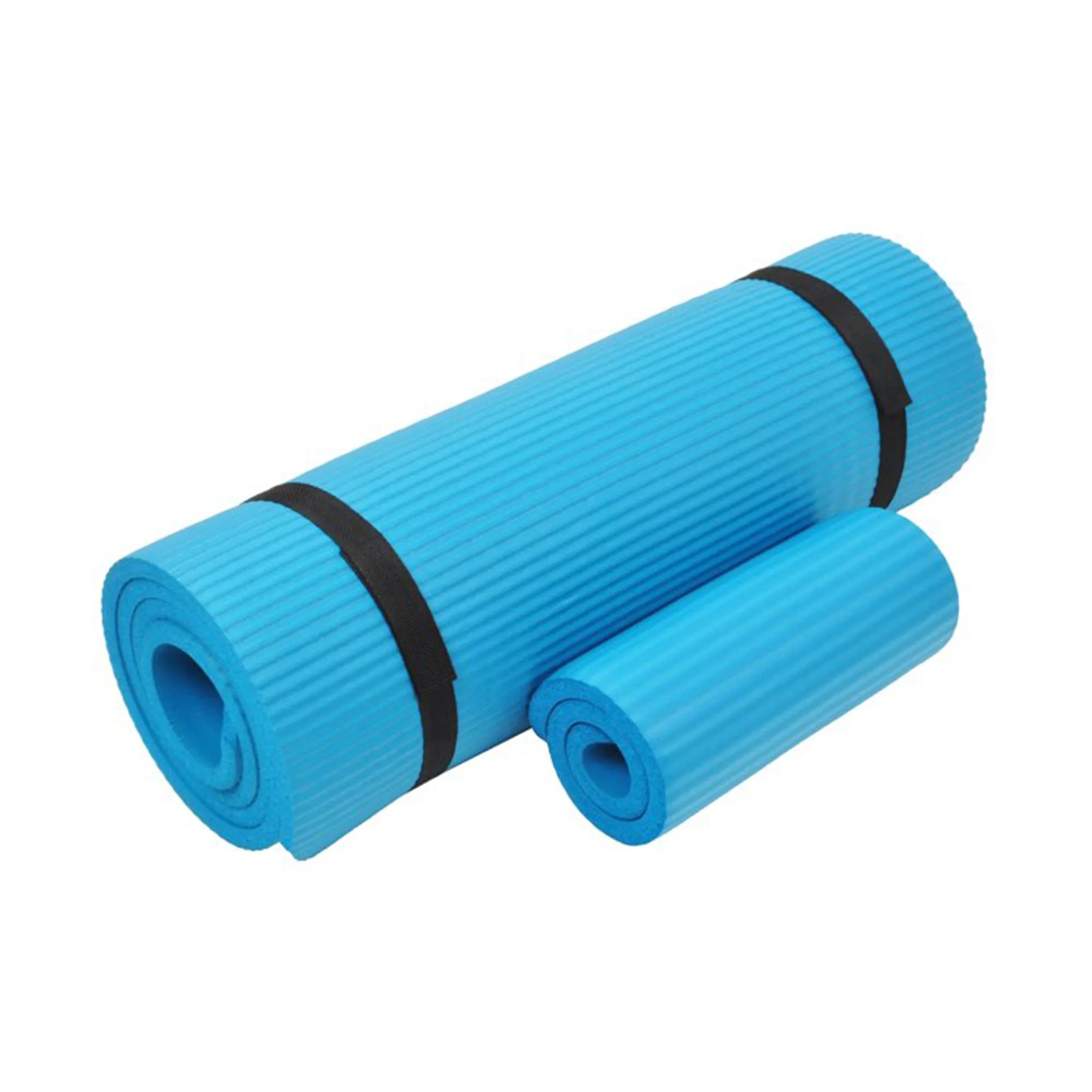 BalanceFrom Fitness GoYoga  71x24in Exercise Yoga Mat w/Knee Pad & Strap, Blue