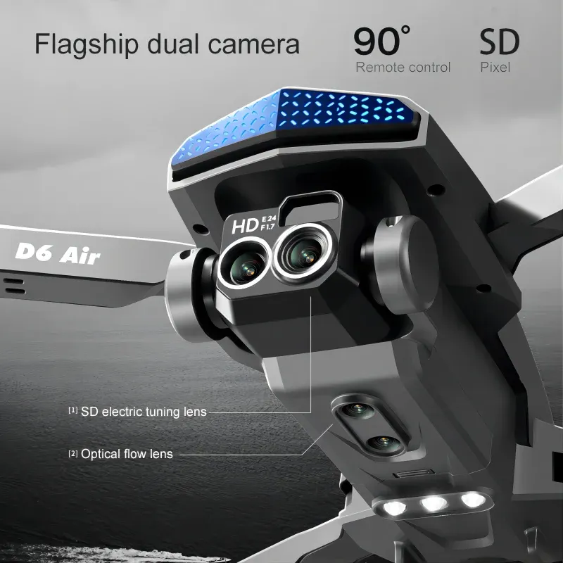 Beginner-Friendly D6 Foldable Drone with 480P Camera & Obstacle Avoidance