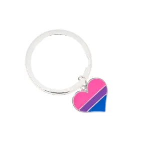 Bisexual Heart Shaped Split Ring Key Chains