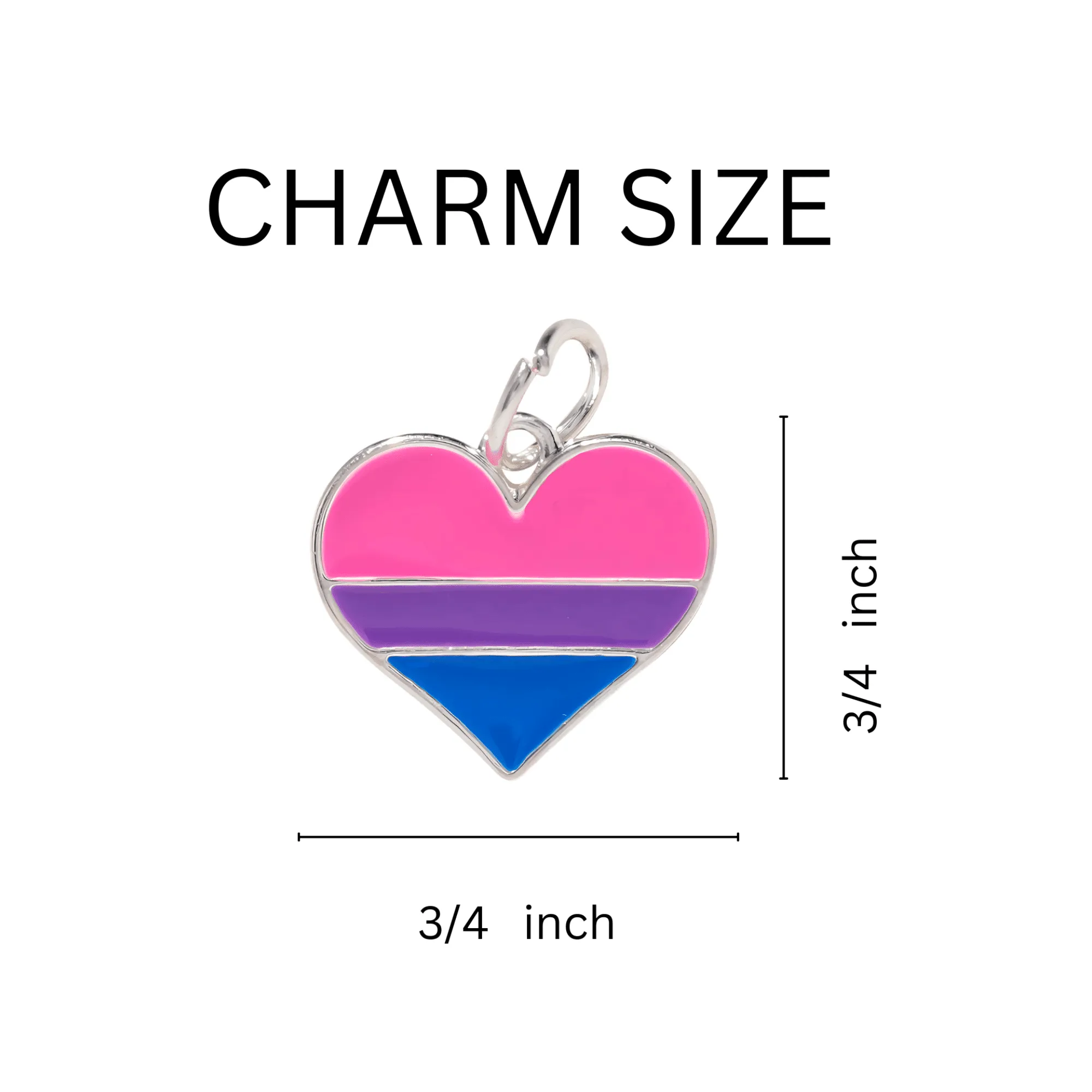 Bisexual Heart Shaped Split Ring Key Chains