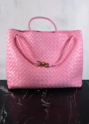 Bottega Veneta Large Andiamo Intrecciato Leather Pink Shoulder Bag