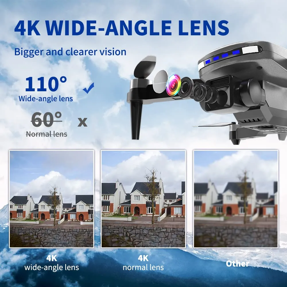 Brushless Motor Drone with Camera-4K FPV Foldable Drone with Carrying Case,40 mins of Battery Life,Two 1600MAH,120° Adjustable Lens,One Key Take Off/Land,Altitude Hold,Christmas gifts,360° Flip