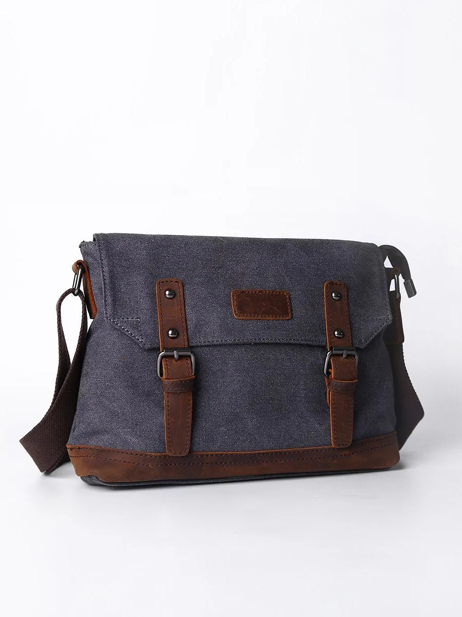 Casual Canvas Mens Womens Simple 10‘’ Side Bag Green Courier Bag Messenger Bag Backpack for Men