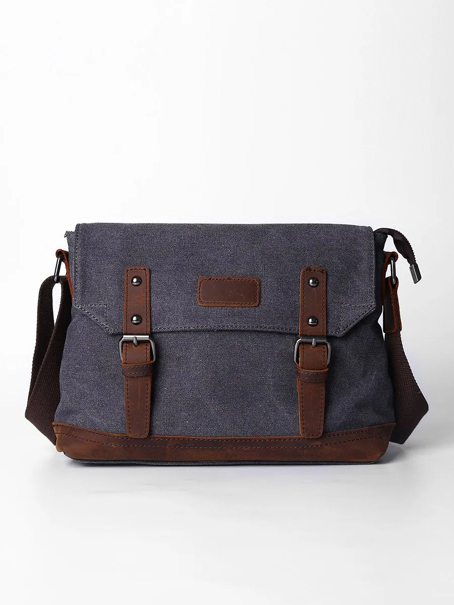 Casual Canvas Mens Womens Simple 10‘’ Side Bag Green Courier Bag Messenger Bag Backpack for Men