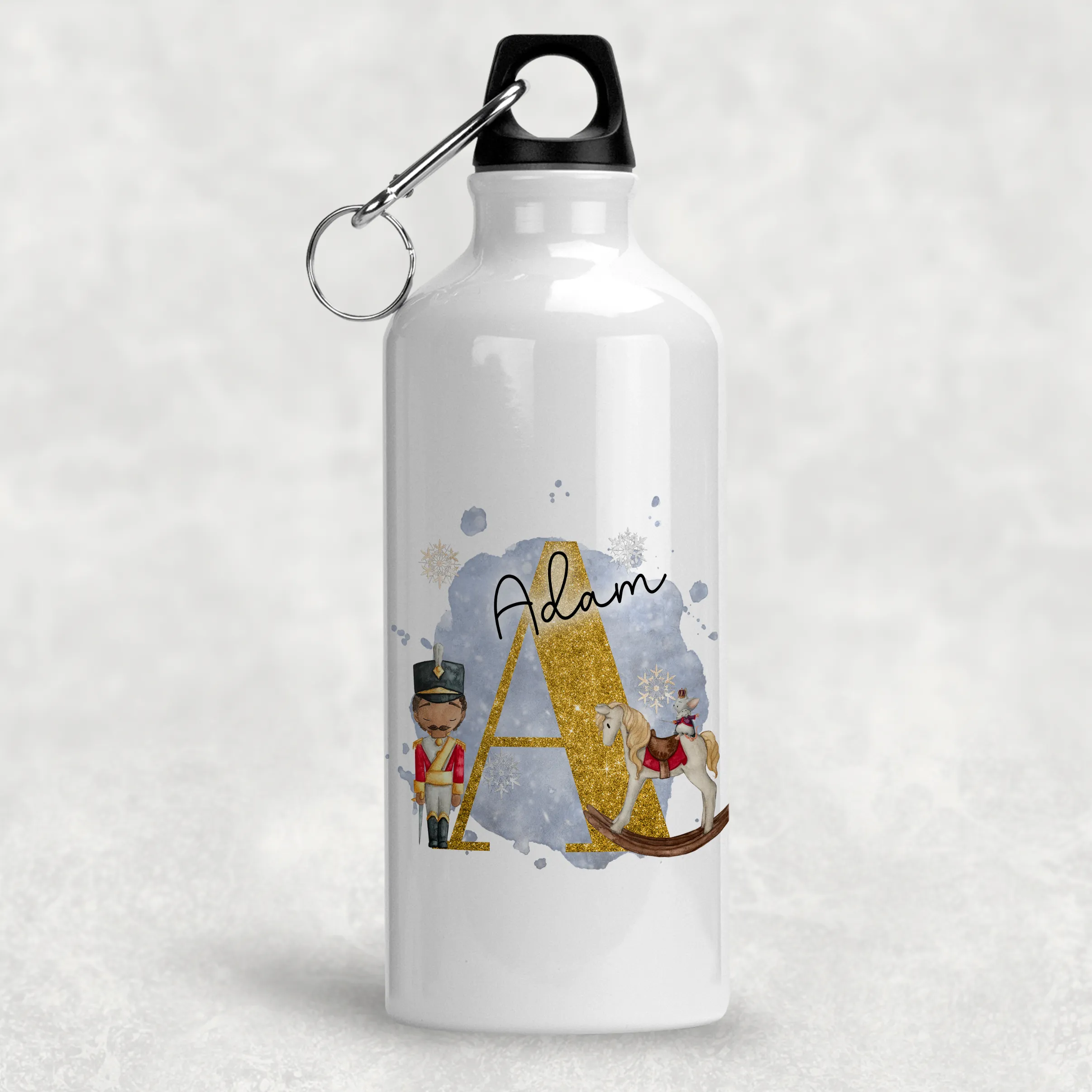 Christmas Nutcracker Alphabet Personalised Aluminium Water Bottle 400/600ml