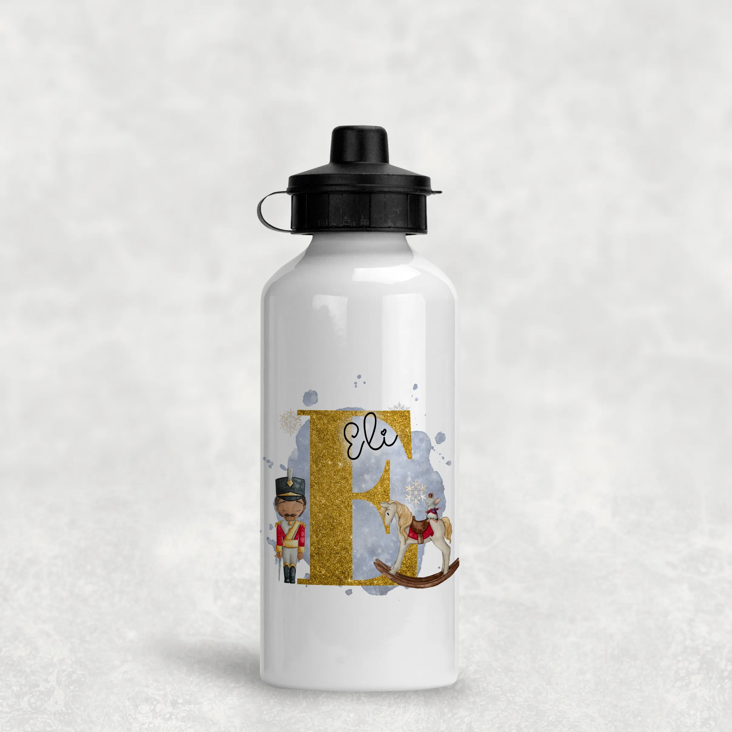 Christmas Nutcracker Alphabet Personalised Aluminium Water Bottle 400/600ml
