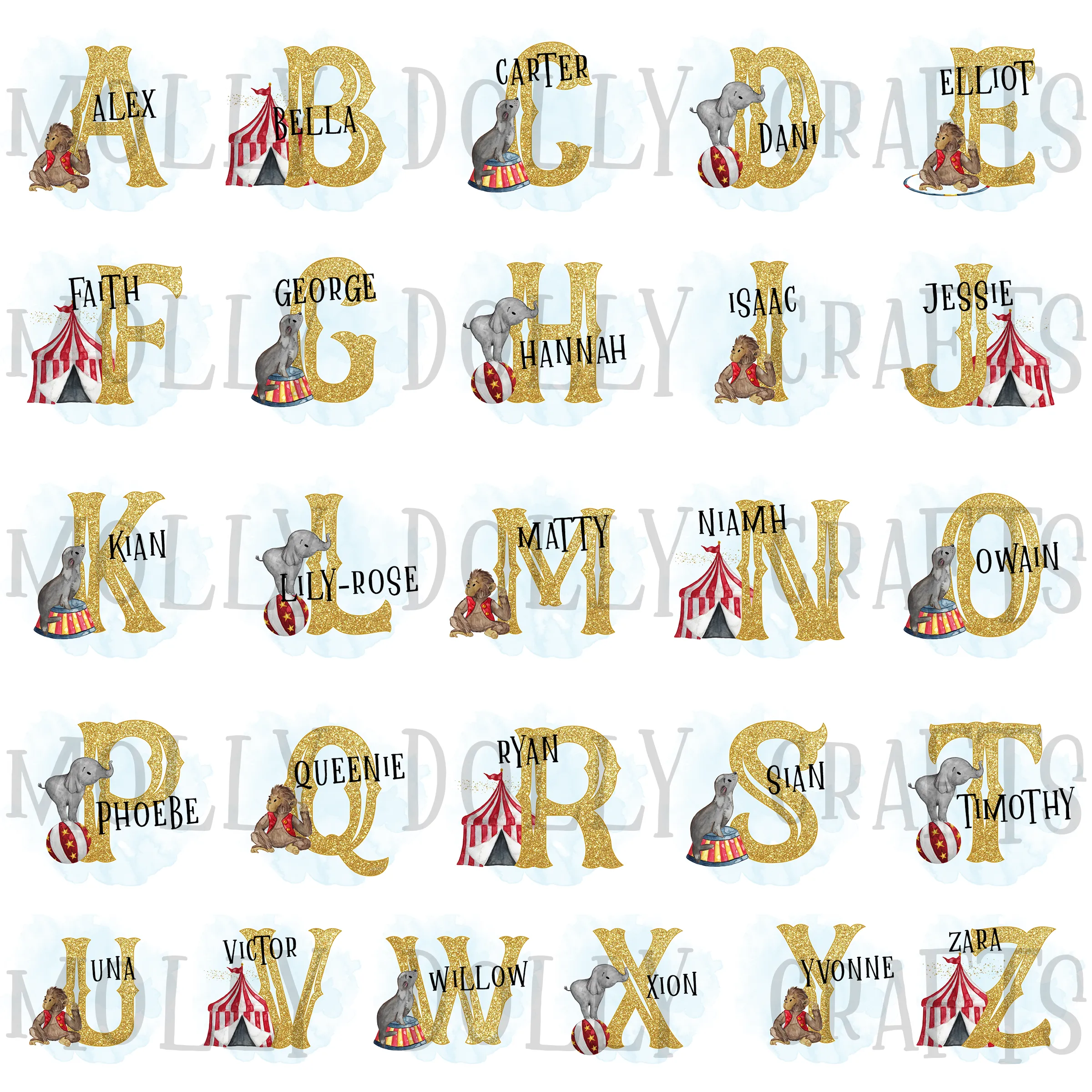 Circus Alphabet Personalised Kids Insulated Lunch Bag