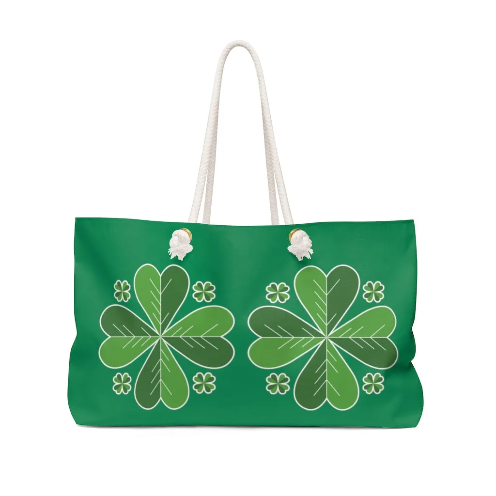 Clover Leaf Weekender Bag, St. Patrick's Day Irish 24"x13"Weekender Bag- Made in USA