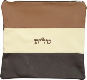 Contemporary Leather Tallis and Teffilin Bag 3 Stripe Leather Design 360C-BR