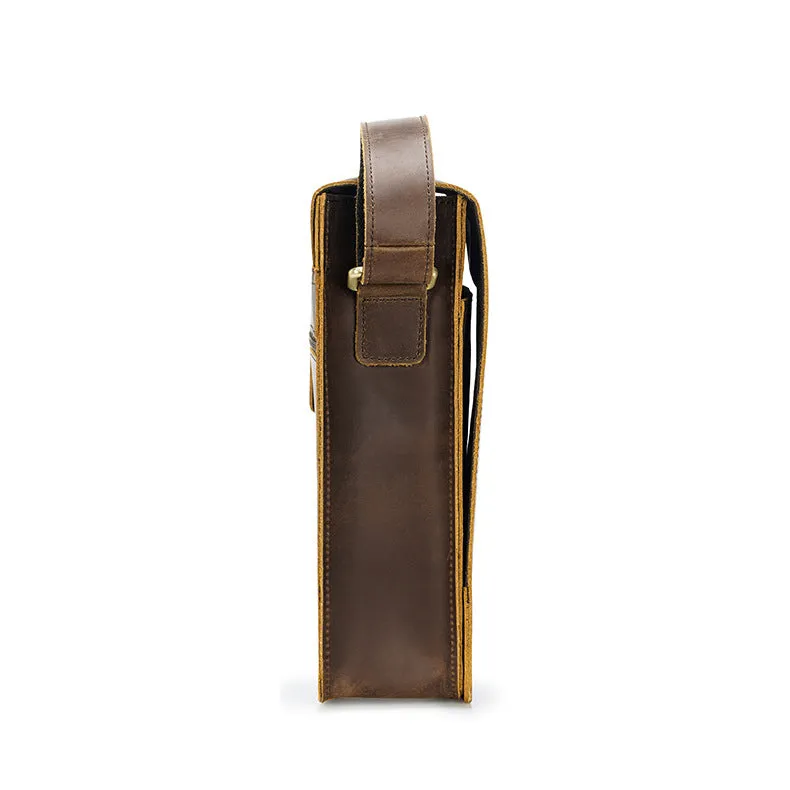 Crazy Horse Leather Bags For Men Handmade Leather Messenger Bags Retro Leather Shoulder Bags For Men
