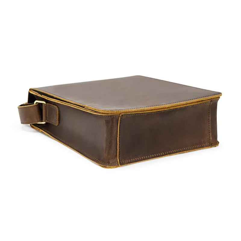 Crazy Horse Leather Bags For Men Handmade Leather Messenger Bags Retro Leather Shoulder Bags For Men