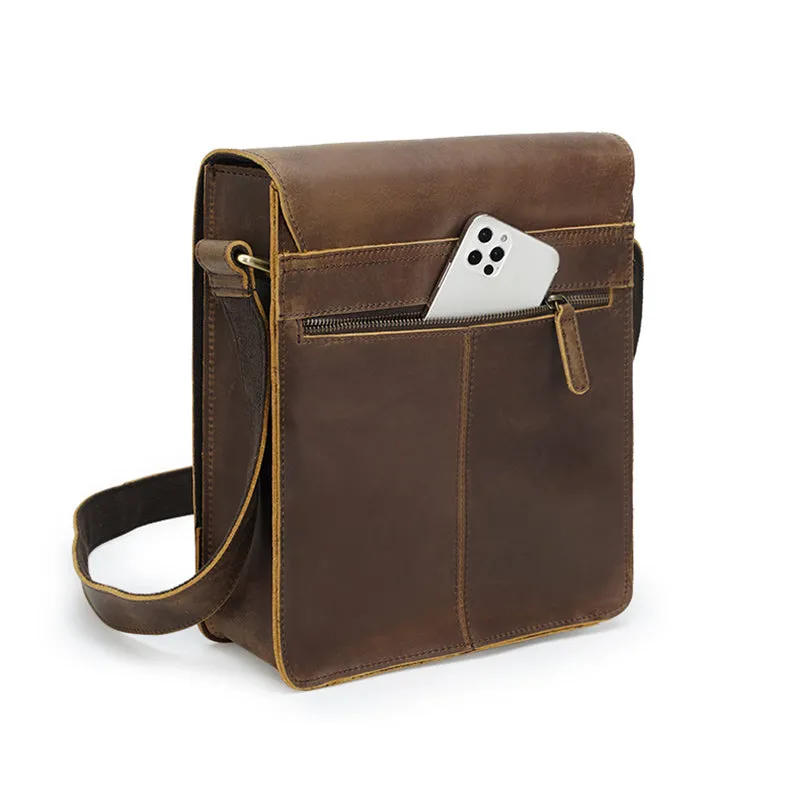 Crazy Horse Leather Bags For Men Handmade Leather Messenger Bags Retro Leather Shoulder Bags For Men