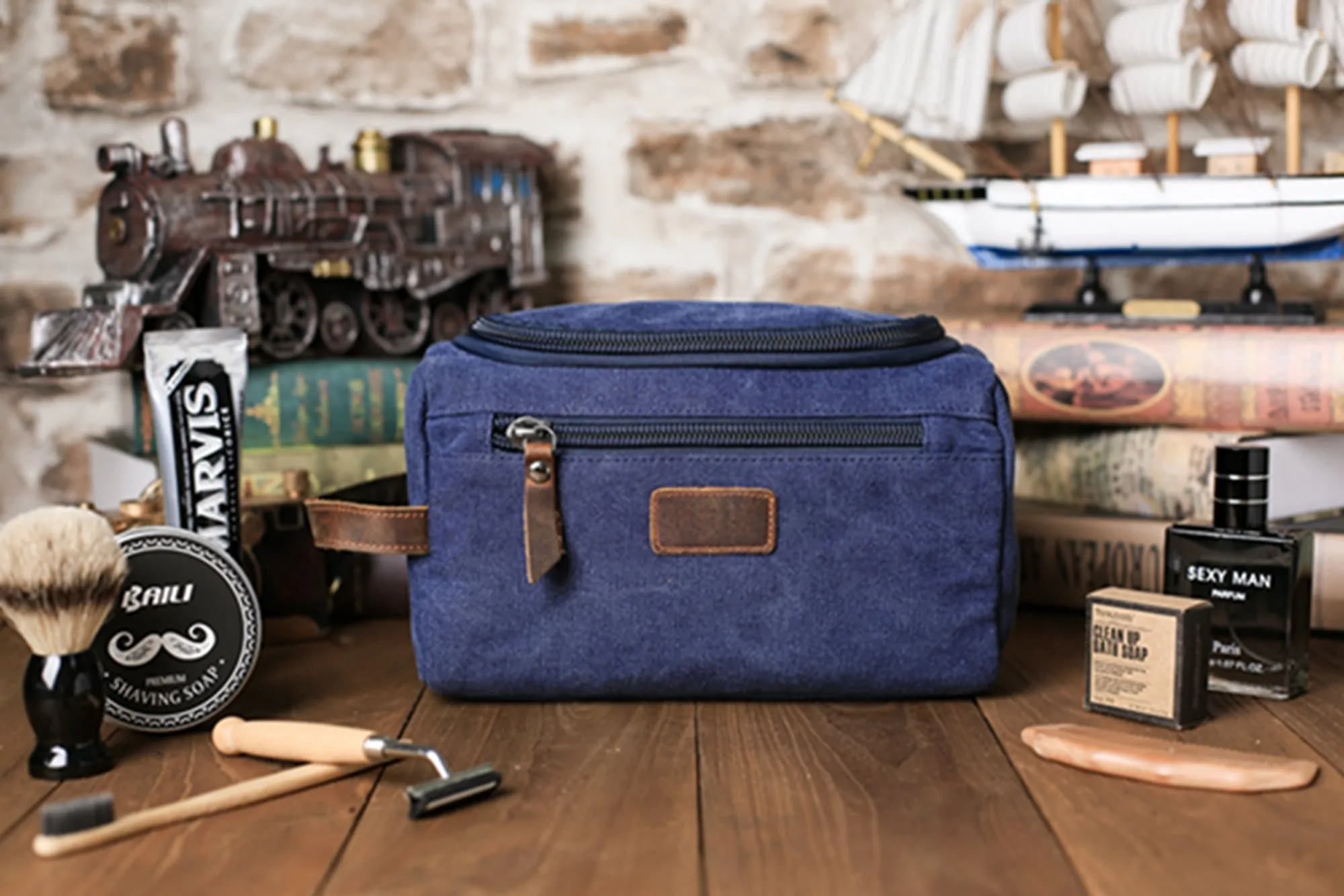 Custom Canvas Toiletry Bag Personalized Groomsmen Gift Monogram Mens Dopp Kit Shaving Bag