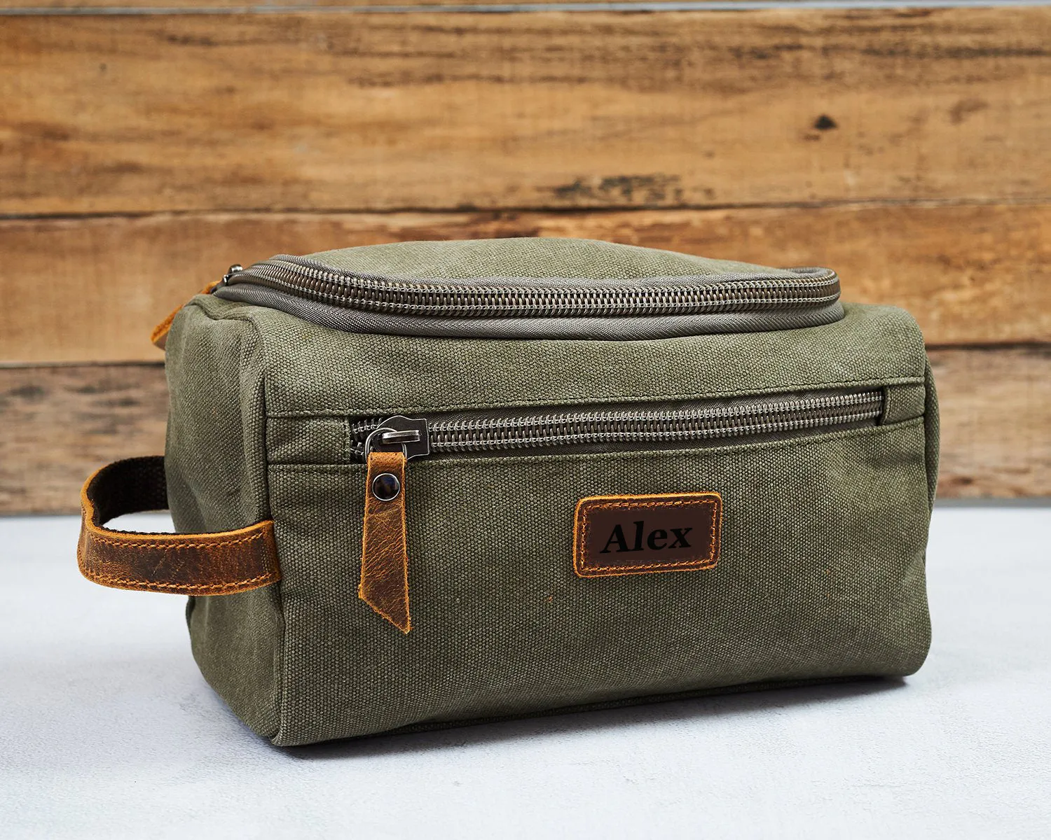 Custom Canvas Toiletry Bag Personalized Groomsmen Gift Monogram Mens Dopp Kit Shaving Bag