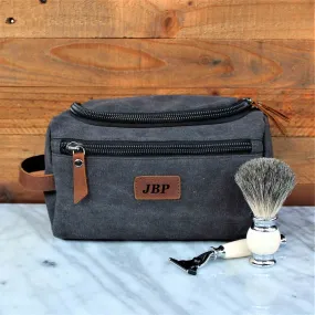 Custom Canvas Toiletry Bag Personalized Groomsmen Gift Monogram Mens Dopp Kit Shaving Bag