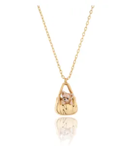 Dog in a Bag Drop Pendant