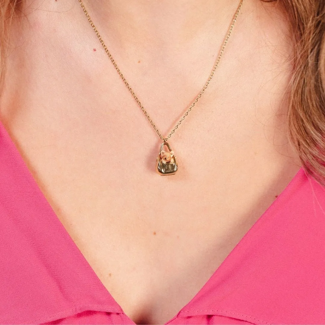 Dog in a Bag Drop Pendant
