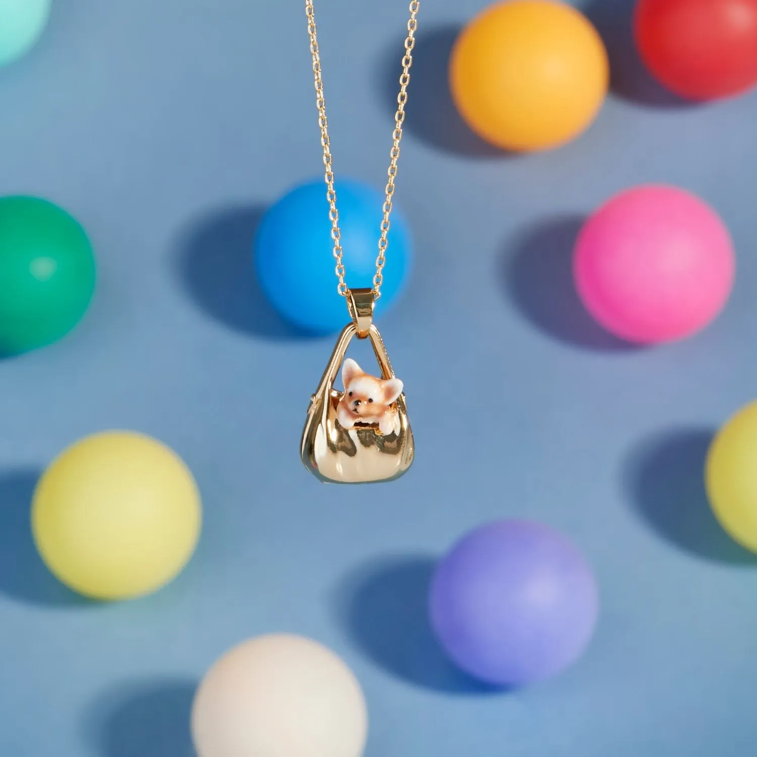 Dog in a Bag Drop Pendant