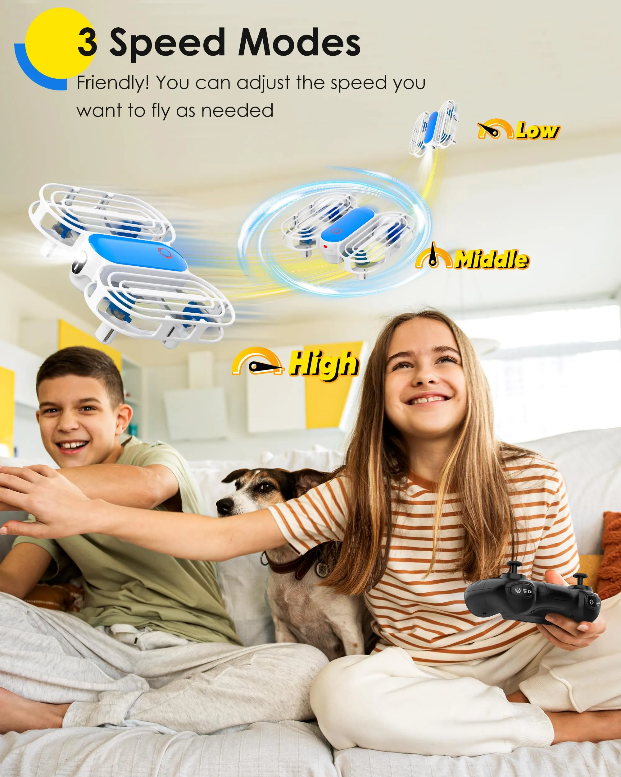Drone for Kids, Drone with Altitude-Hold, 3D Flip, Circle Fly, Self-Rotation, Headless Mode, 3 Speed Modes, Palm Take-Off