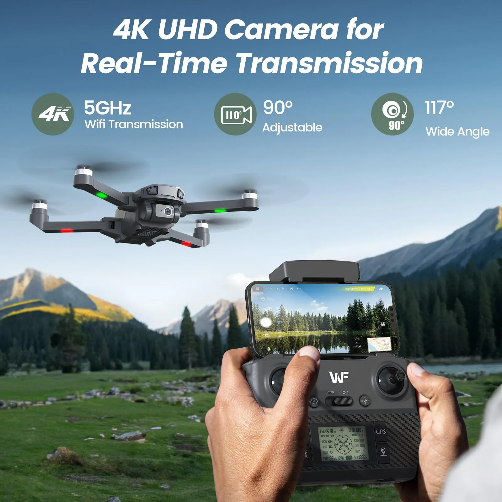 Drones with Camera for Adults 4K  RC Quadcopter, Return Home, Brushless Motor, 5G Transmission, 40 Mins Flight Time, 2 Batteries