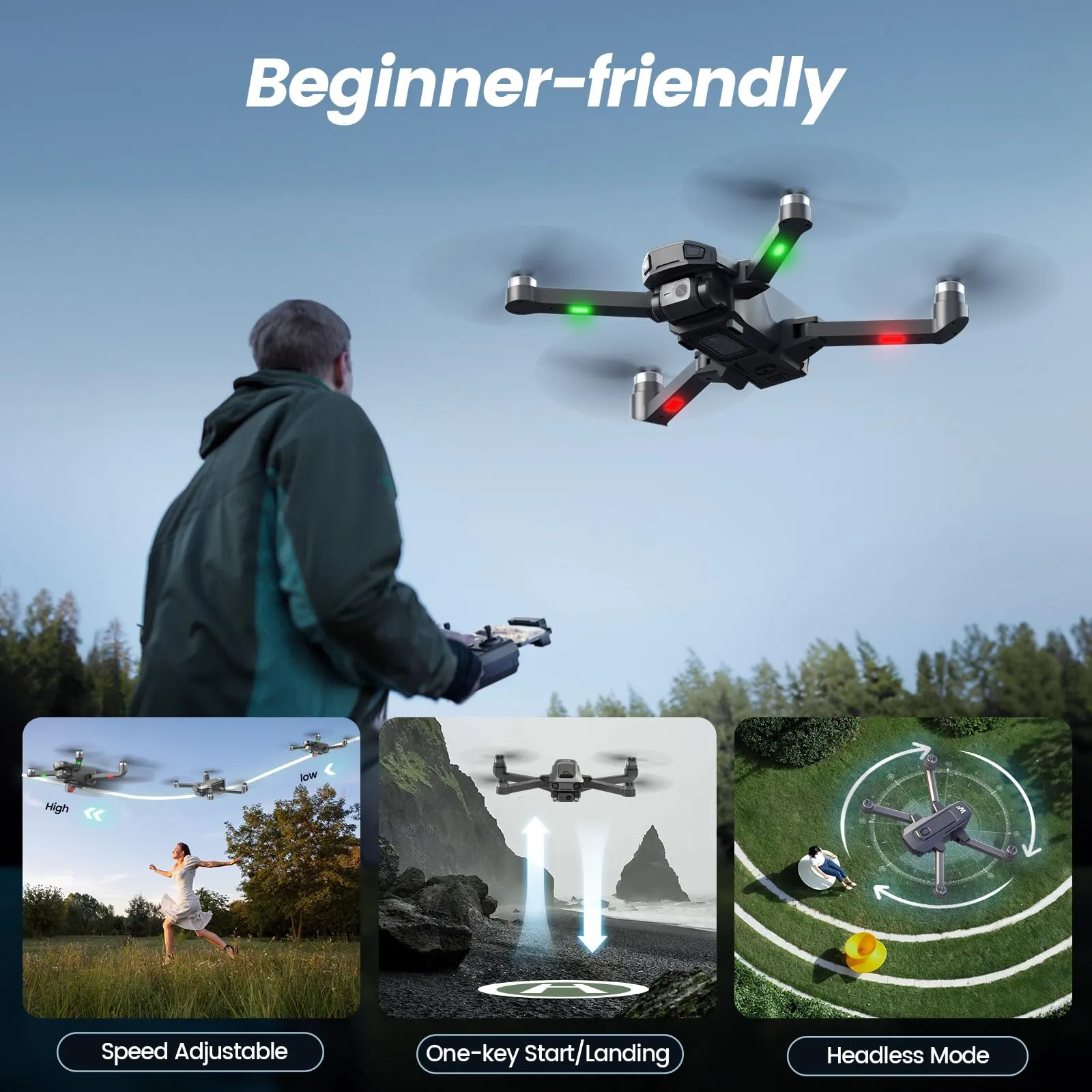 Drones with Camera for Adults 4K  RC Quadcopter, Return Home, Brushless Motor, 5G Transmission, 40 Mins Flight Time, 2 Batteries