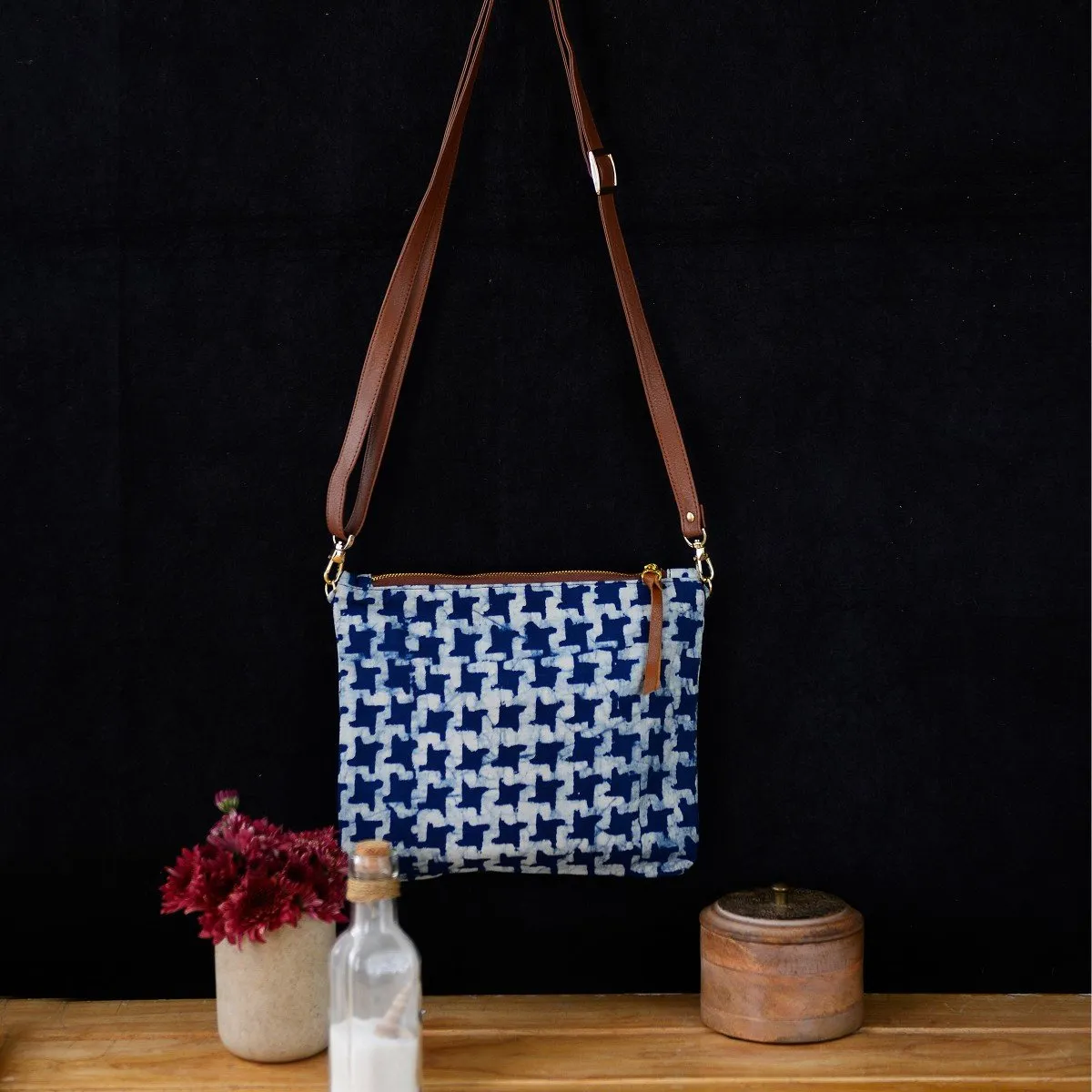 Eco-Conscious Indigo Block Star Print Sling