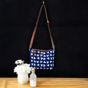 Eco-Conscious Indigo Block Triangle Print Sling