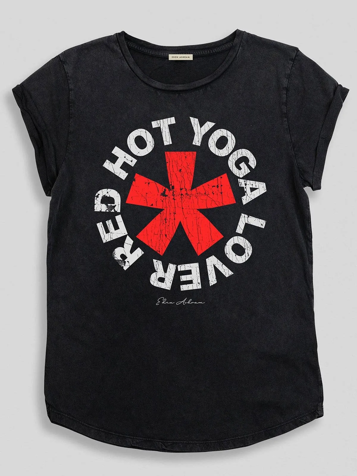 EDEN ASHRAM RED HOT YOGA LOVER TOUR TEE STONEWASH BLACK